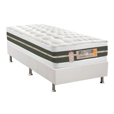 Kit Cama Box Solteiro Physical Corano White Molas Pocket Euro Pillow Branco Ortobom