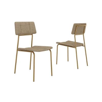 Kit 2 Cadeiras de Jantar Lou 1742 Aço Tecido Dourado e Branco Móveis Carraro
