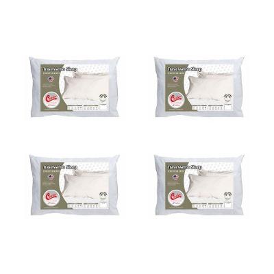 Kit 4 Travesseiros Sleep Flocos Anatômico Látex 45x65x16CM Branco Colchões Castor