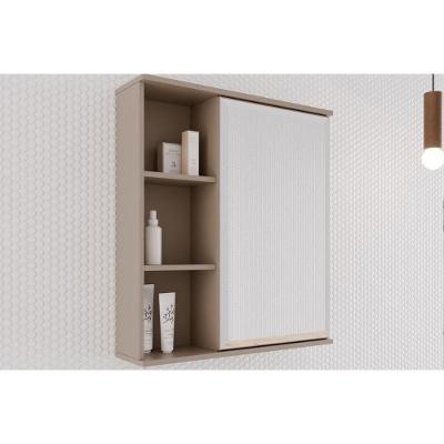Espelheira Banheiro Treviso 1 Porta MDF-MDP com Espelho 56cm Capuccino MGM
