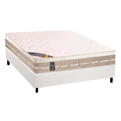 Kit Cama Box Casal Colchão Molas Pocket Premium Euro Pillow Branco
