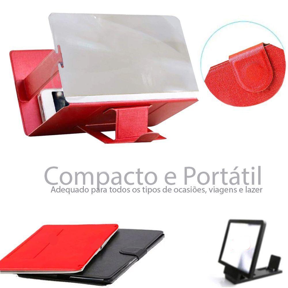 Lupa Ampliadora Tela De Celular Portátil Dobrável Vermelho - 1