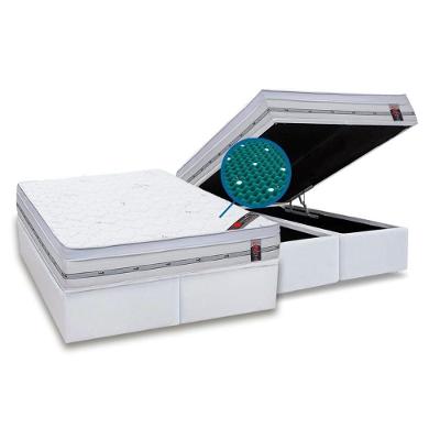 Kit Cama Box Baú Queen Magnético Niponpedic Molas Ensacadas Branco Castor
