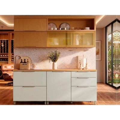 Cozinha Completa Marquesa CZ429 4 Peças 5 Portas 4 Gavetas MDF Branca e Nature