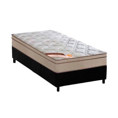 Kit Cama Box Solteiro Revolution Euro Pillow Molas Bonnel Suede Preto