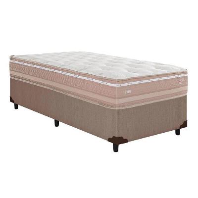 Kit Cama Box Solteiro Nesser Euro Pillow Molas Bonnel Bege Herval