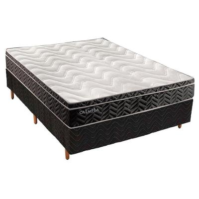 Cama Box Casal Olímpia One Face Euro Pillow Molas Bonnel Antiácaro Preto Paropas