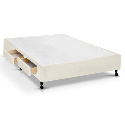 Cama Box Casal Poli Clean 2 Gavetas Madeira Tecido Bege Colchões Castor