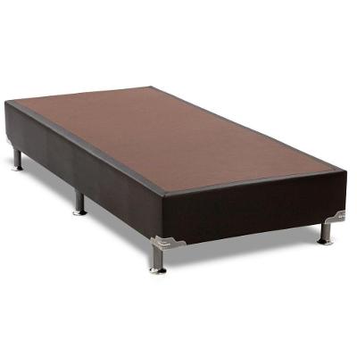 Base Cama Box Solteiro Corano Black Madeira Courino Preto Ortobom