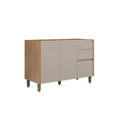 Balcão Allure para Pia 2 Portas 3 Gavetas MDF 120CM Jequitiba Gris Linea Brasil