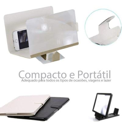 Lupa Ampliadora Tela De Celular Portátil Dobrável Branca