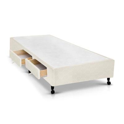 Cama Box Solteiro Poli Clean 2 Gavetas Madeira Tecido Bege Colchões Castor