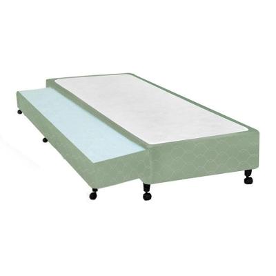 Cama Box Solteiro Tecido Green com Rodízios Verde Colchões Castor