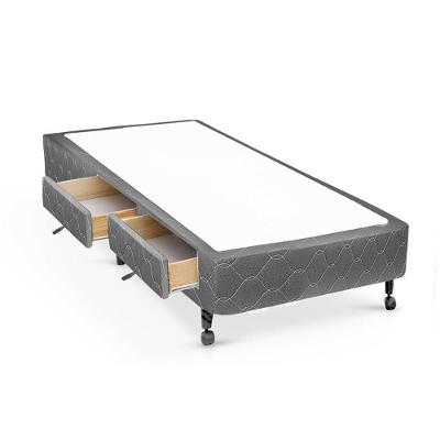 Cama Box Solteiro Poli Gray 2 Gavetas Madeira Tecido Cinza Colchões Castor