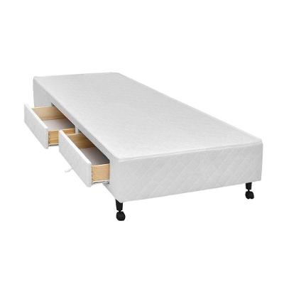 Cama Box Solteiro Poli White 2 Gavetas Madeira Branco Colchões Castor