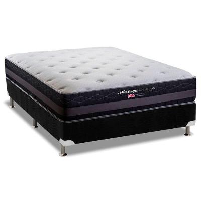 Cama Box com Colchão Casal Málaga Euro Pillow Molas Bonnel Preto Herval