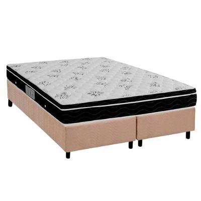 Cama Box Queen Physical Euro Pillow Ensacadas Suede Bege Ortobom