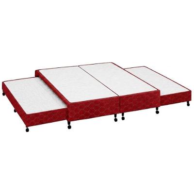 Cama Box King Poli Wine Tecido Vinho com Auxiliares Colchões Castor