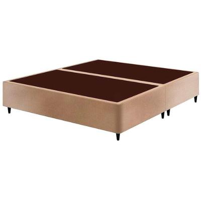 Cama Box King Sommier Linho Clean Madeira Pés Fixos Bege Ortobom