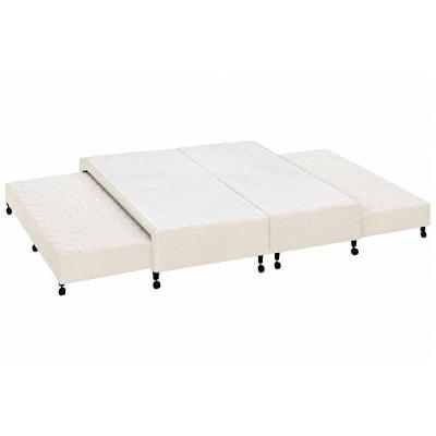 Cama Box King Poli Clean com Auxiliares Tecido Bege Colchões Castor