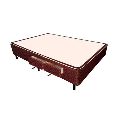 Cama Box Casal Poli Brown 2 Gavetas Madeira Tecido Marrom Colchões Castor