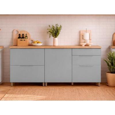 Balcão de Cozinha Marquesa 2 Portas 4 Gavetas MDF Nature e Verde