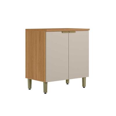 Balcão de Cozinha Selene 2 Portas MDF 80CM Jequitiba e Off White Linea Brasil