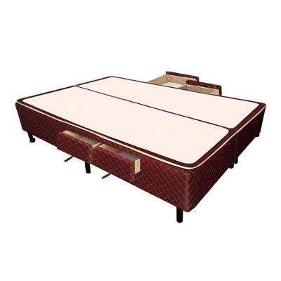 Cama Box King Poli Brown 4 Gavetas Madeira Tecido Marrom Colchões Castor