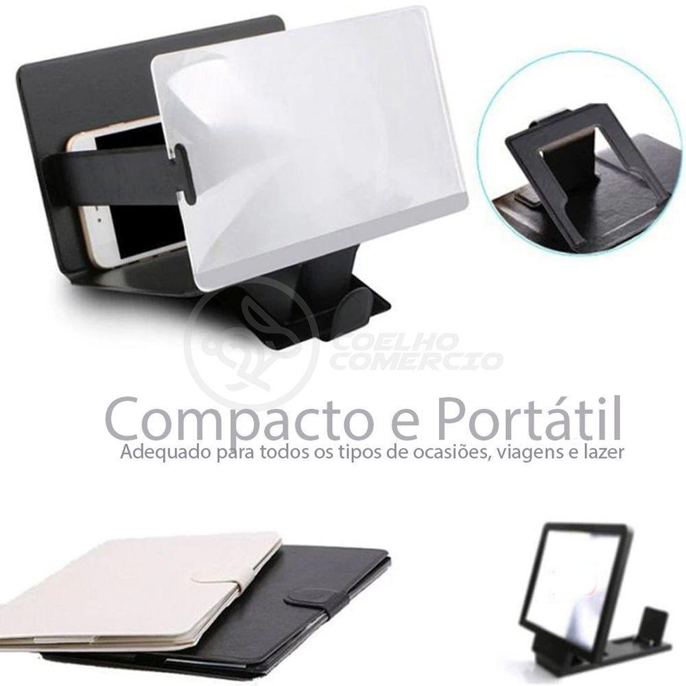 Lupa Ampliadora Tela De Celular Portátil Dobrável Preta - 1