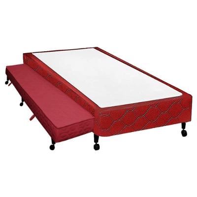 Cama Box Solteiro Tecido Wine com Rodízios Vinho Colchões Castor