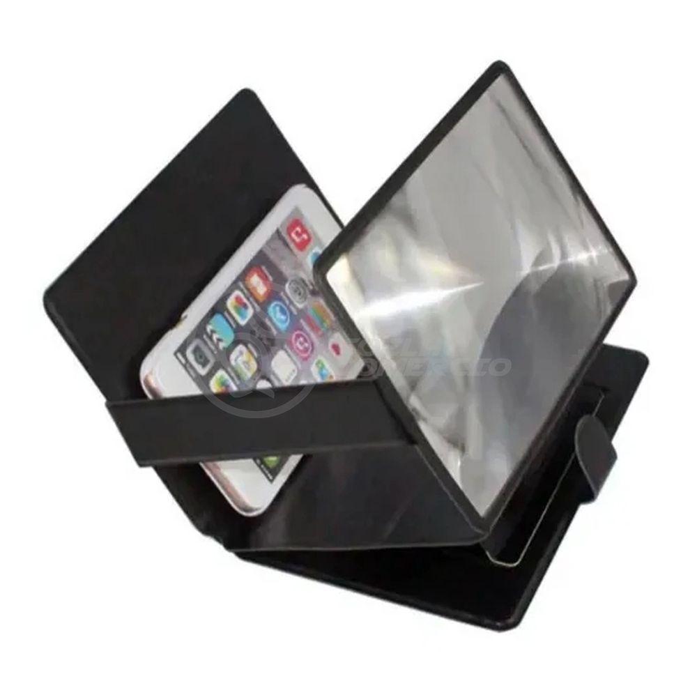 Lupa Ampliadora Tela De Celular Portátil Dobrável Preta - 1