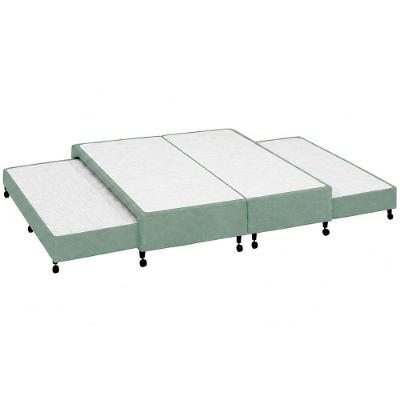 Cama Box Queen Poli Green Tecido Verde com Auxiliares Colchões Castor