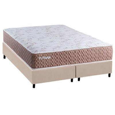 Cama Box Queen Privilege Molas Ensacadas Suede Bege Colchão Paropas