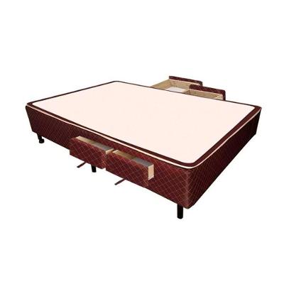 Cama Box Casal Poli Brown 4 Gavetas Madeira Tecido Marrom Colchões Castor