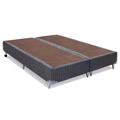 Base Cama Box Queen Orthotel Luxo Gray Madeira Pés Fixos Cinza Ortobom