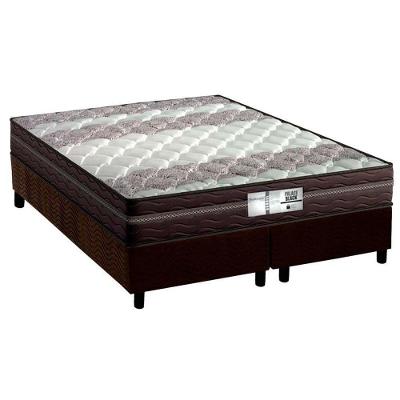 Cama Box com Colchão Queen Palace Black Molas Bonnel Suede Marrom Probel