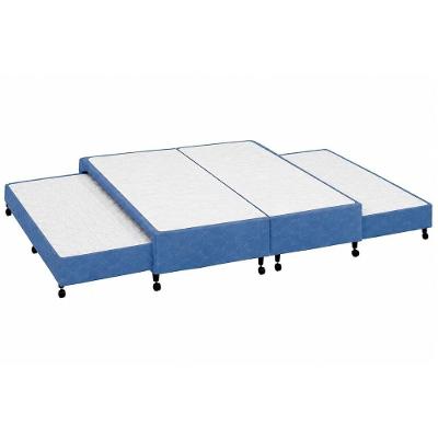 Cama Box Queen Poli Blue Madeira Tecido Azul Colchões Castor