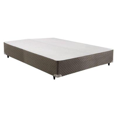 Cama Box Casal Suede Velvet Gray Madeira Pés Fixos Cinza Herval