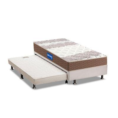 Cama Box Solteiro D33 Guarda Costas Brown Espuma Matelassê Branco Probel