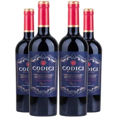 Garrafas Vinho Tinto Codici Negroamaro Puglia 750ml Kit 4 Garrafas