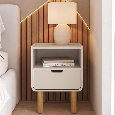 Mesa de Cabeceira Luara 1 Gaveta MDF-MDP Off White Mpozenato