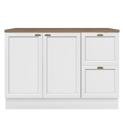 Balcão com Tampo Unna J00102P 2 Portas 2 Gavetas MDP 120CM Branco Poliman Móveis
