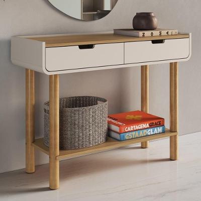 Aparador Luara A10 2 Gavetas Pé Madeira MDF 100CM Off White Mpozenato