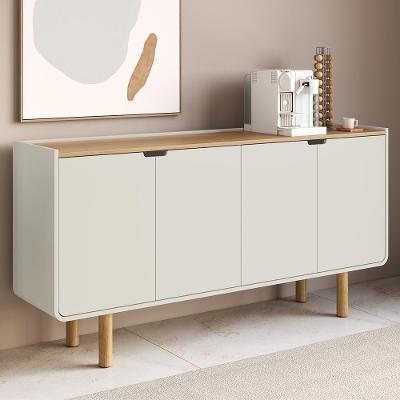 Buffet Aparador Luara 4 Portas MDF Pé Madeira Off White Mpozenato