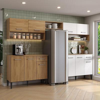 Armário de Cozinha Arizona Lux 10 Portas 2 Gavetas MDP 270CM Carvalho e Branco