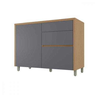 Balcão Condessa 1 Porta 3 Gavetas MDF 120cm Carvalho e Titânio