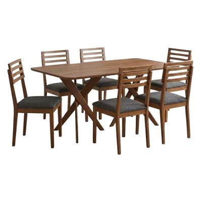 Mesa de Jantar Cacau 6 Lugares MDF com Cadeiras Linho Grafite 180CM Milani Movelaria