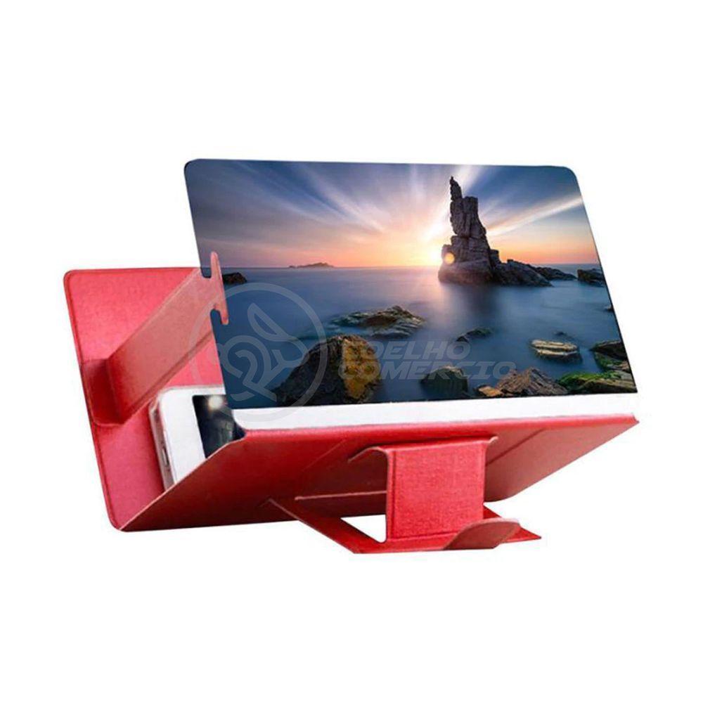 Lupa Ampliadora Tela De Celular Portátil Dobrável Vermelho - 1