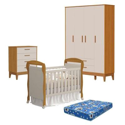 Quarto de Bebê Flip Danny 4 Portas 6 Gavetas MDF Areia Savana Reller Móveis