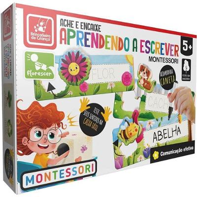 Brinquedo Pedagógico de Madeira Ache e Encaixe Aprenda a Escrever